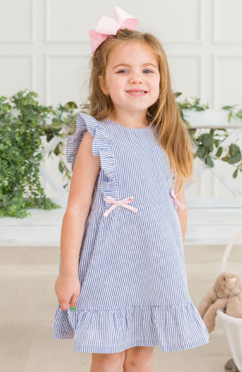 Rufflebutts Stripe Cotton Seersucker Dress In Blue