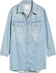 HIDDEN JEANS Oversize Long Sleeve Denim Shirtdress