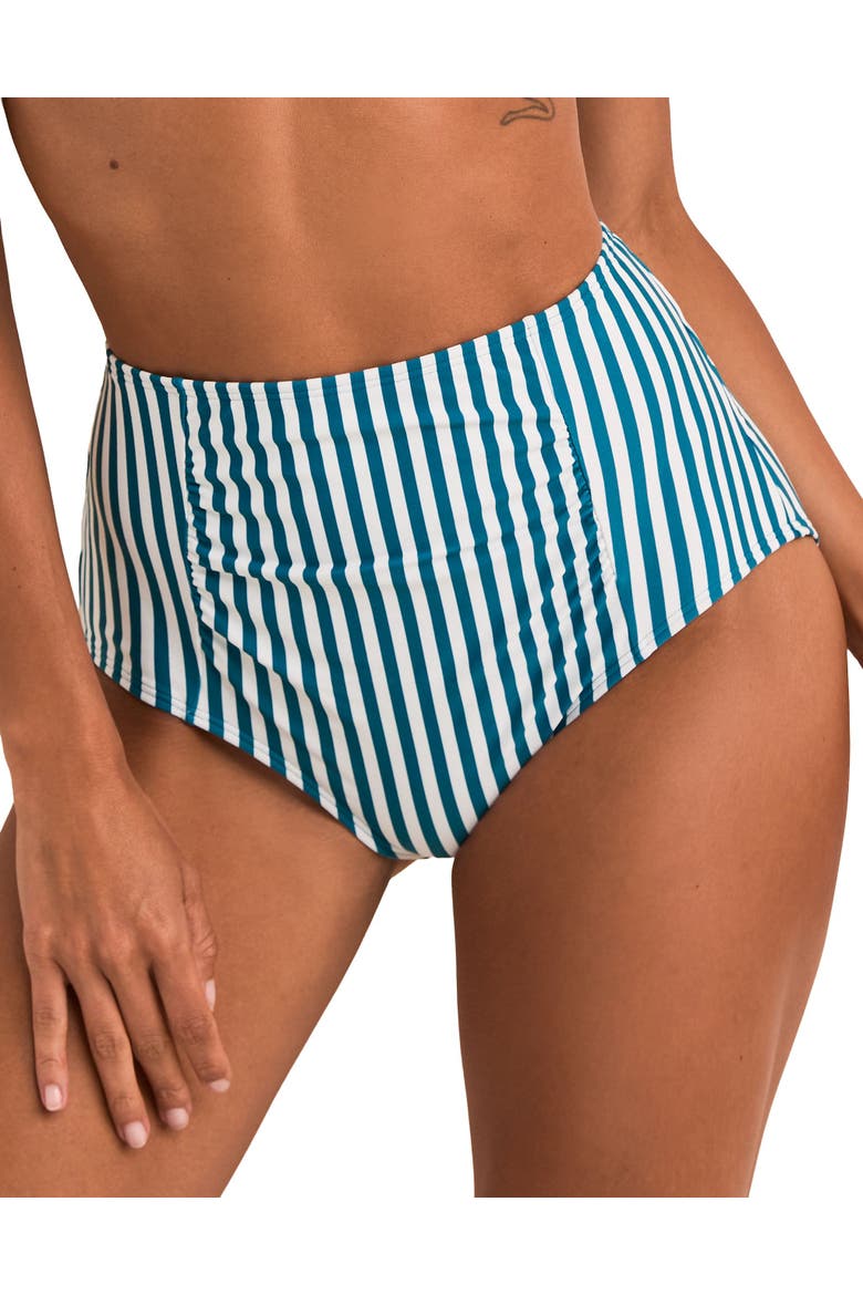 Shelbie Swimwear High Waisted Bikini Bottom, Main, color, Stripe blue
