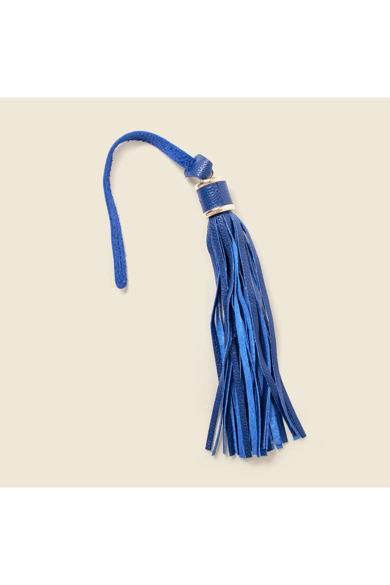 Leather Tassel Charm, Main, color, Cobalt Blue