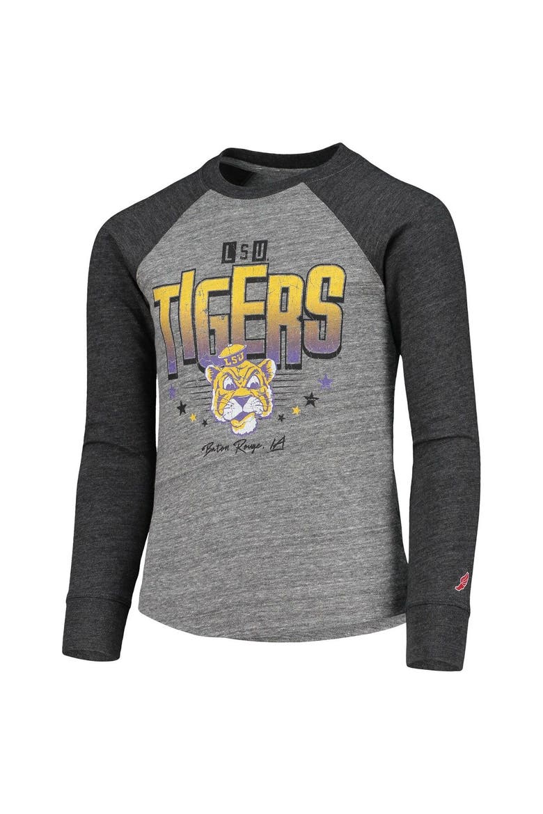 Youth League Collegiate Wear Heathered Gray LSU Tigers Baseball Tri-Blend Raglan Long Sleeve T-Shirt, Alternate, color, Heather Gray