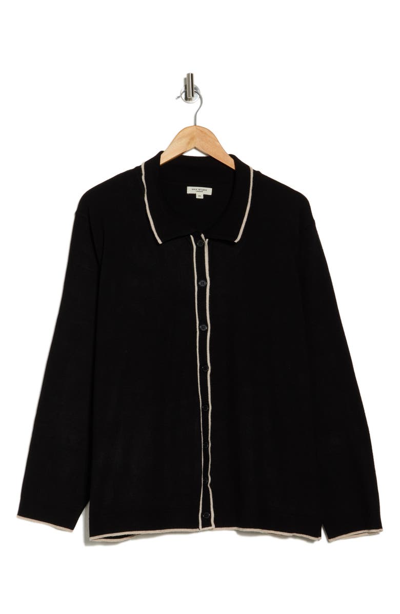 MAX STUDIO Tipped Button Up Polo Sweater, Alternate, color, 