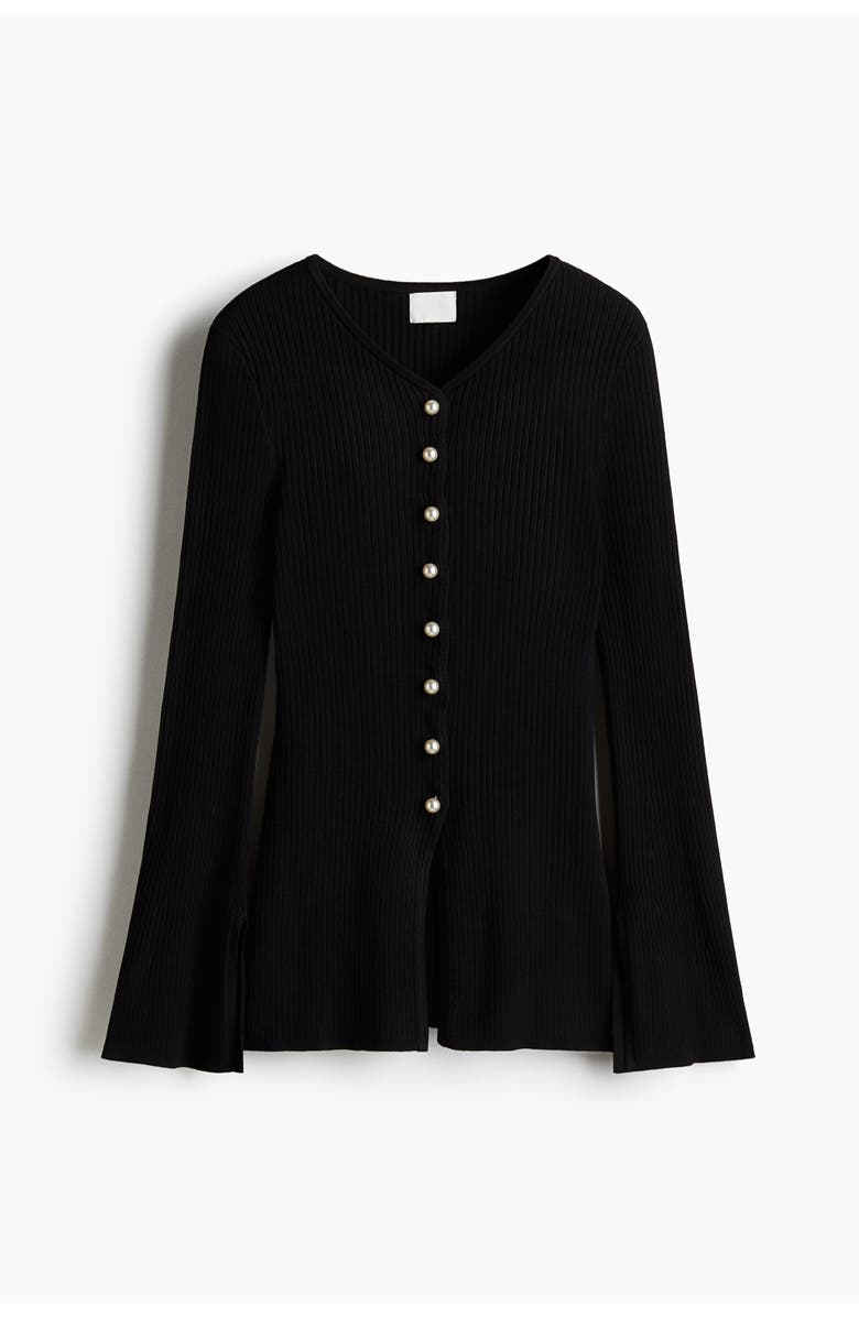 H&M Rib-knit Cardigan, Main, color, Black