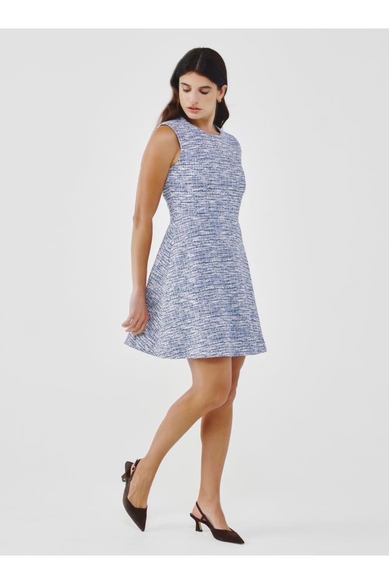 Sleeveless Cotton Tweed Dress, Alternate, color, Blue