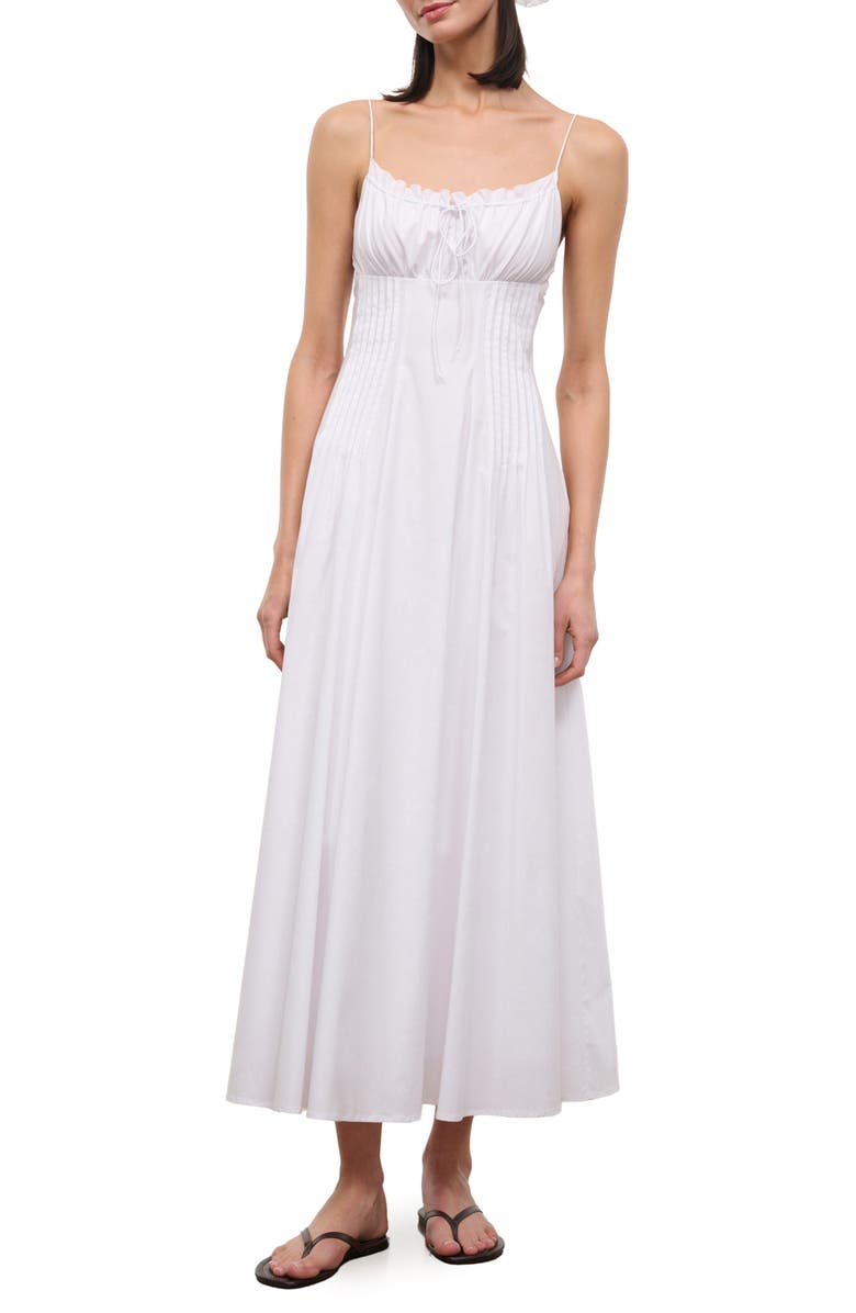 STAUD Margi Pintuck Sleeveless Maxi Dress, Main, color, White