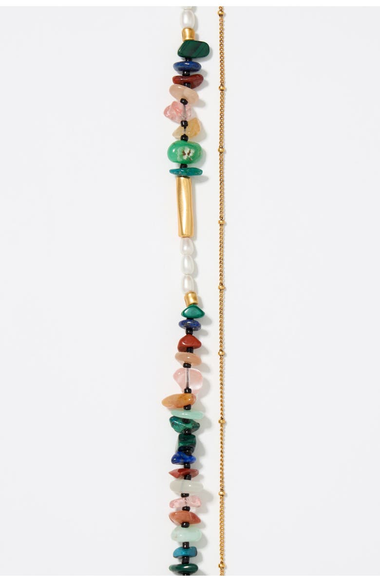 Bimba y Lola Double-Layer Chain Multicolor Stones Necklace, Alternate, color, Blue