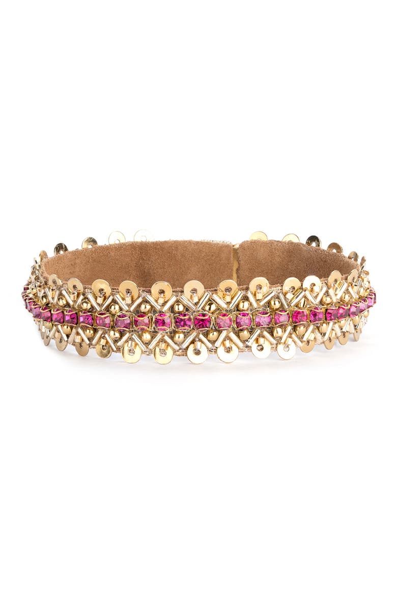 Myrah Beaded Cuff Bracelet, Main, color, FUCHSIA