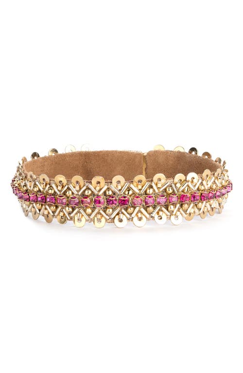 Deepa Gurnani Myrah Beaded Cuff Bracelet in Fuchsia 