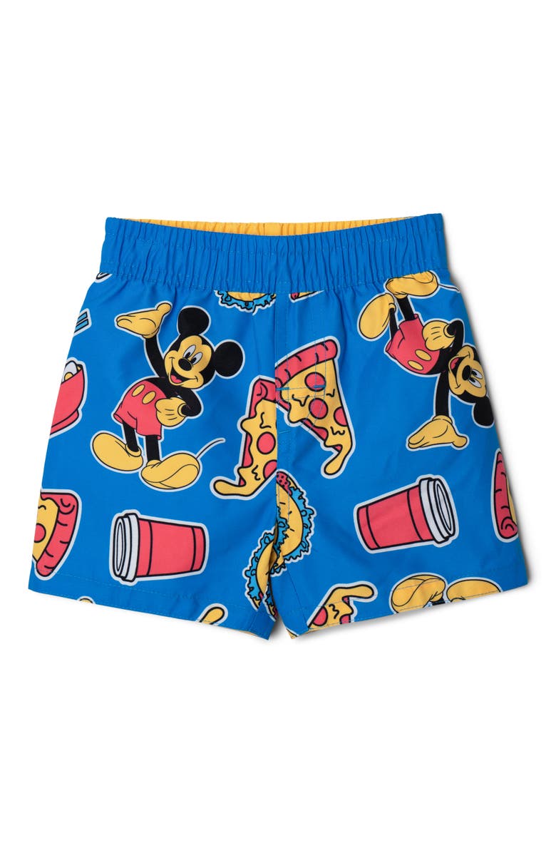 Disney Mickey Mouse Swimwear Swim Trunks, Main, color, Mickey Blue Food