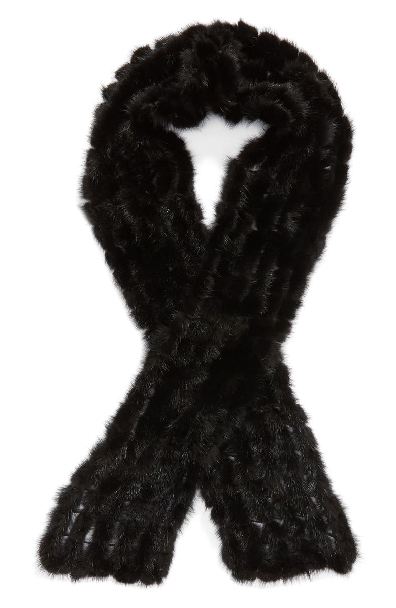 La Fiorentina Balled Genuine Mink Fur Muffler, Alternate, color,