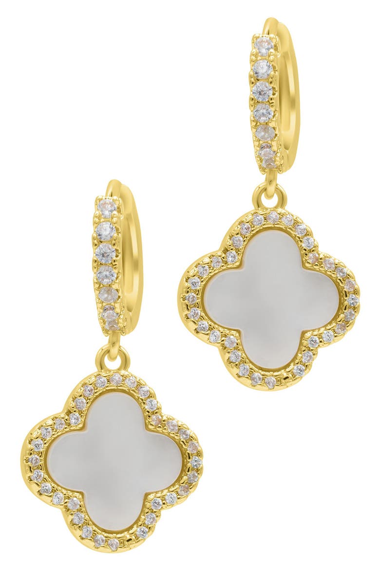 Clover Drop Earrings & Station Necklace Set, Alternate, color, GOLD