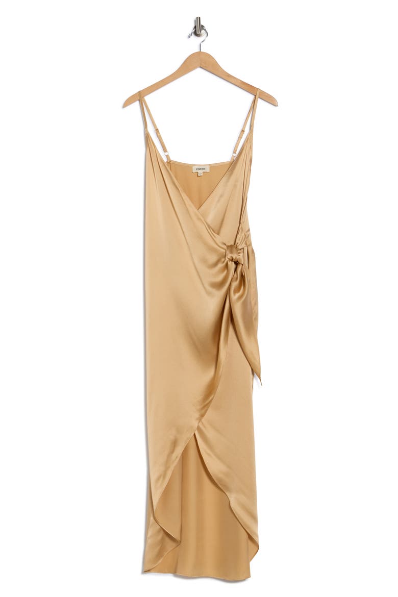 Amilia Silk Wrap Maxi Dress, Alternate, color, LATTE