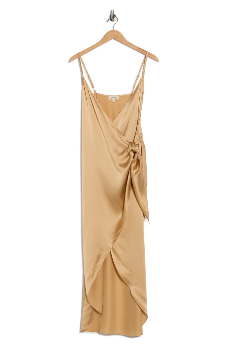 L'AGENCE Amilia Silk Wrap Maxi Dress, Alternate, color, Latte