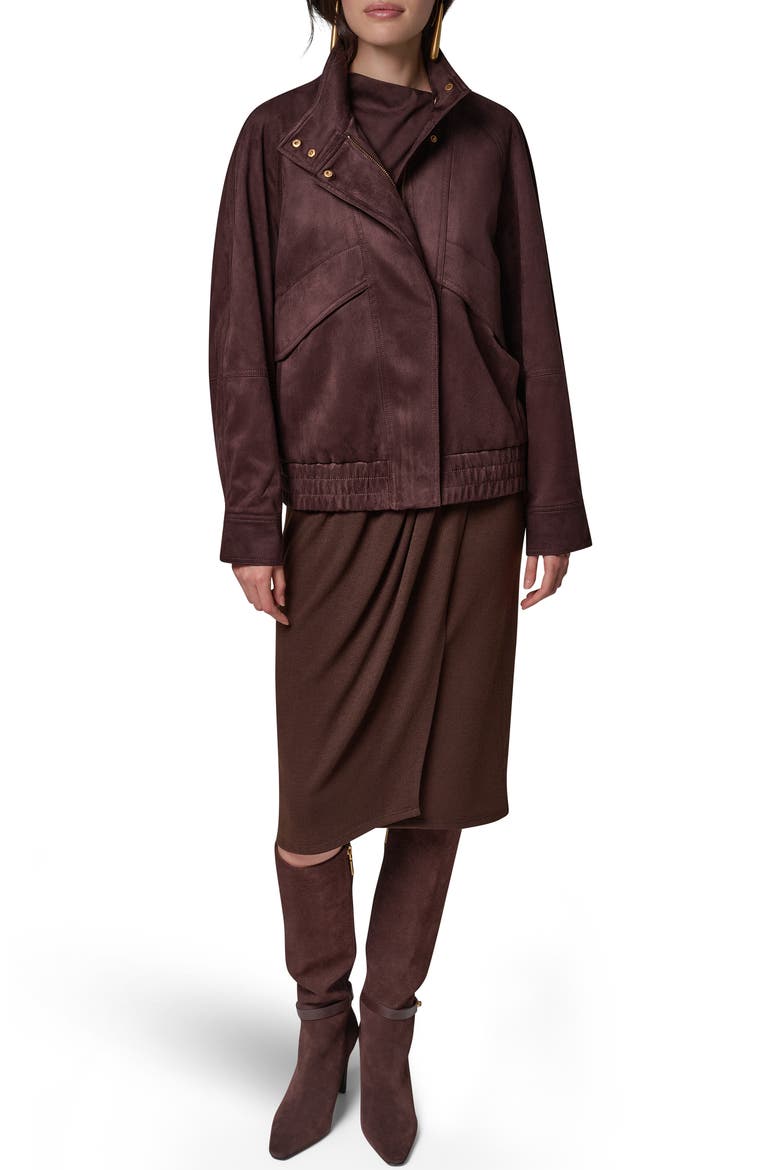 Faux Suede Zip Front Jacket, Alternate, color, ESPRESSO