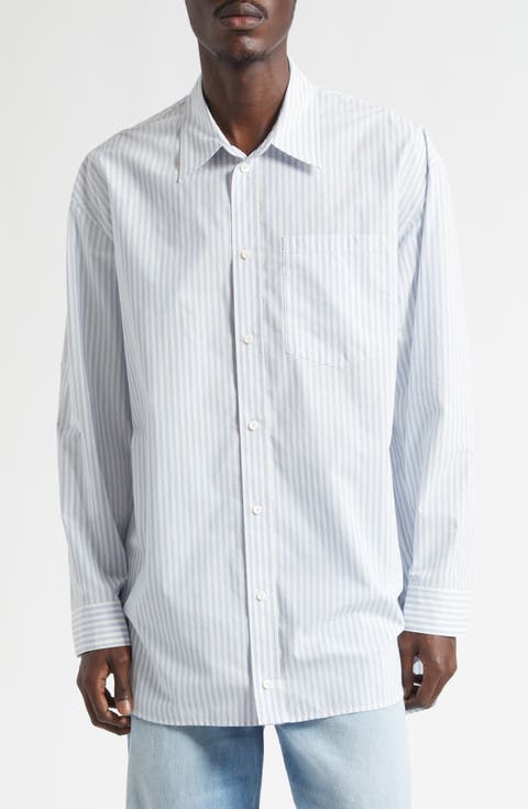 Stripe Logo Organic Cotton Graphic Button-Up Shirt