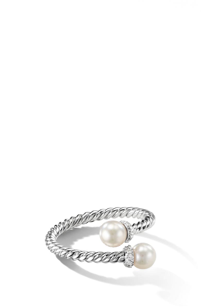 David Yurman Solari Bypass Ring with Pearls & Diamonds in 18K Gold, Main, color,
