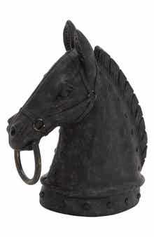 WILLOW ROW Black Polystone Traditional Horse Sculpture