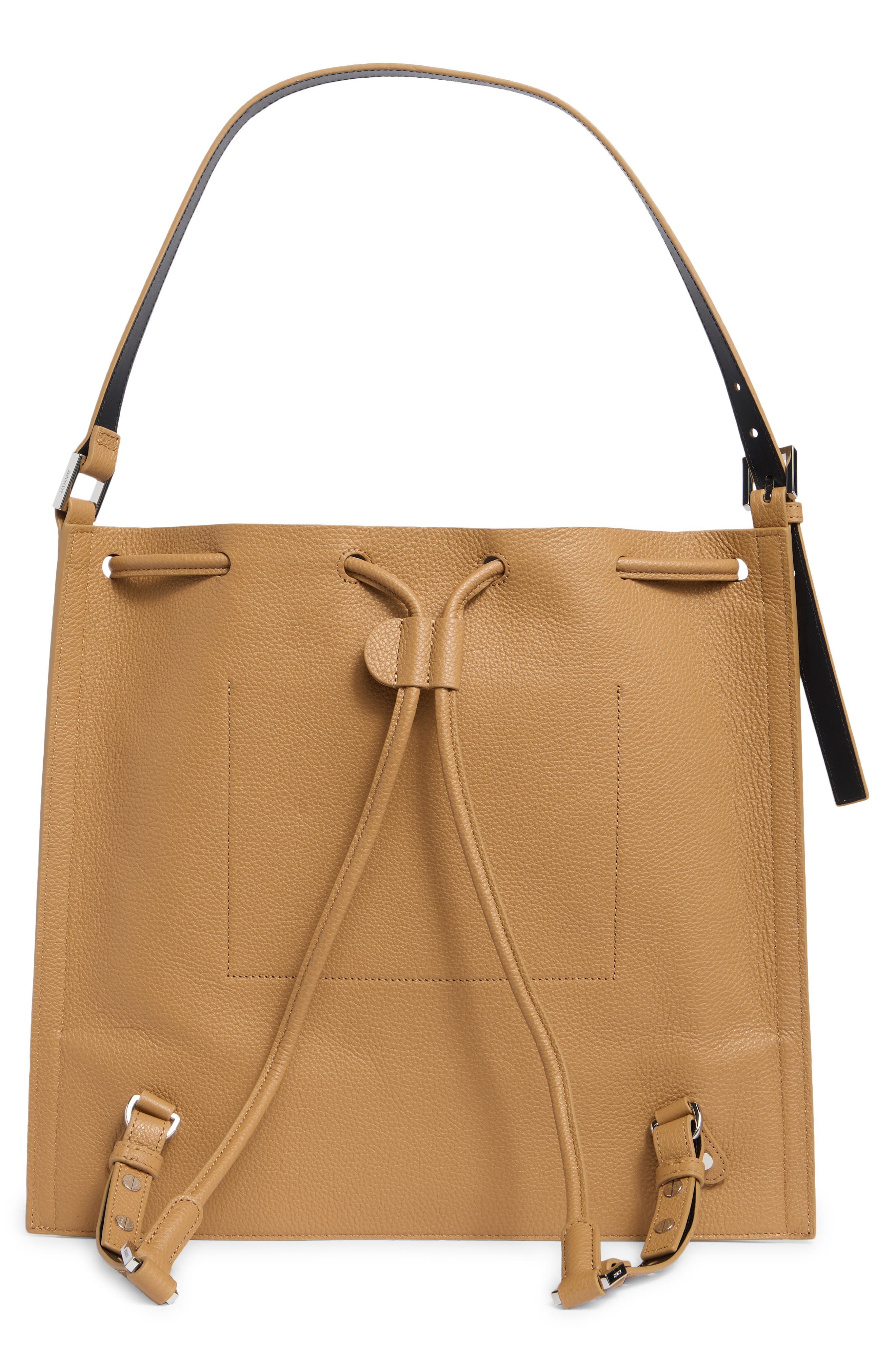 AllSaints Alpha Convertible Leather Backpack, Alternate, color, Tan Brown