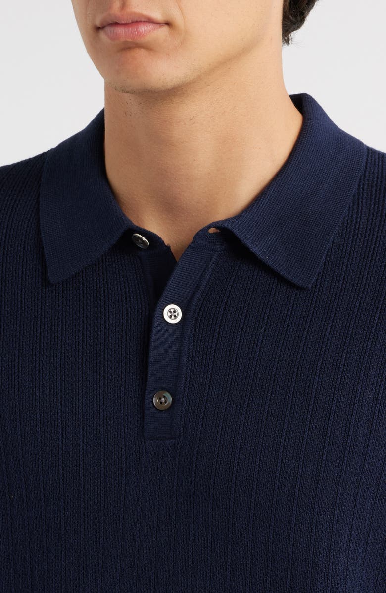 Madewell Tuck Stitch Three-Button Polo Sweater, Alternate, color, Midnight Navy