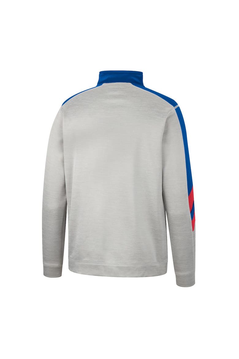 Men's Colosseum Gray/Royal Kansas Jayhawks Bushwood Fleece Quarter-Zip Jacket, Alternate, color, Gray