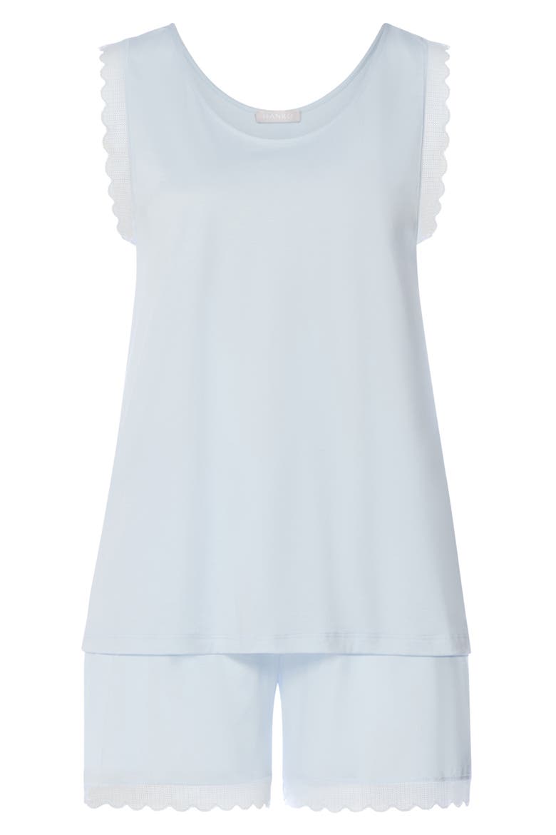 Inya Lace Detail Mercerized Cotton Short Pajamas, Alternate, color, WATERY BLUE
