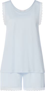 Hanro Inya Lace Detail Mercerized Cotton Short Pajamas