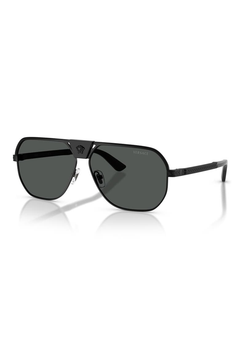61mm Square Sunglasses, Alternate, color, MATTE BLACK / DARK GREY