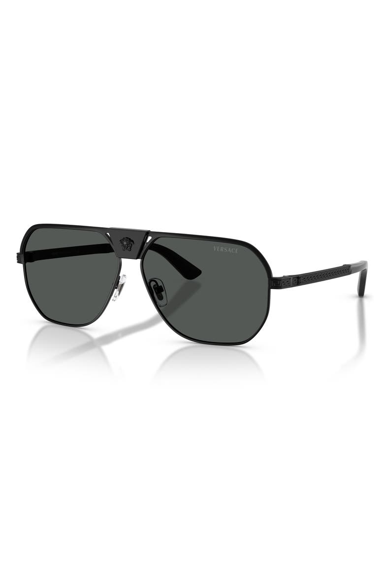 Versace 61mm Square Sunglasses, Alternate, color, Matte Black / Dark Grey