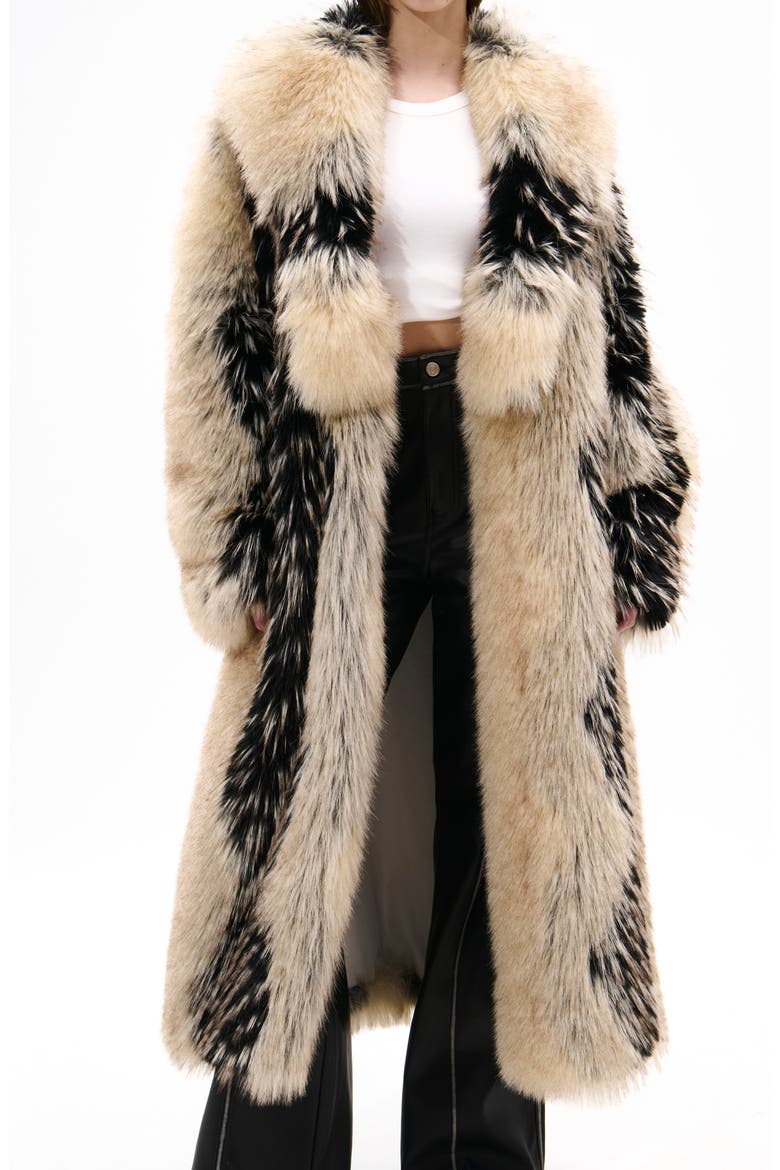 Aurora Faux Fur Coat, Main, color, TAN MULTI
