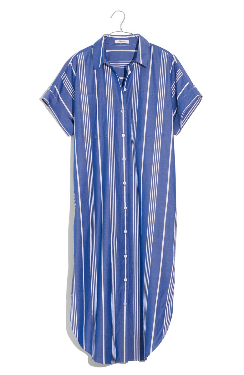 Madewell Philly Stripe Cotton Midi Shirtdress, Alternate, color, 