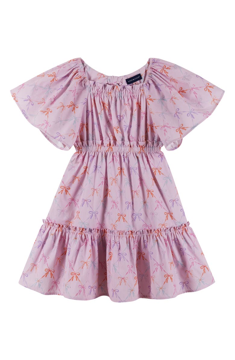 Andy & Evan Kids' Flutter Sleeve Dress, Main, color, Pink Bows