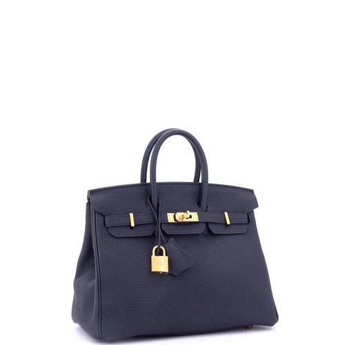 Pre-owned Hermes Hermes Birkin Handbag Blue Togo With Gold Hardware 25 In Blue