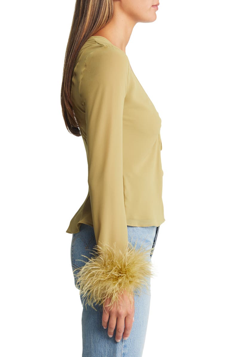 HOUSE OF CB Claudia Feather Trim Blouse, Alternate, color, 
