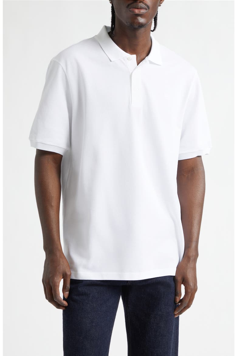 Embroidered Logo Cotton Piqué Polo, Main, color, CLASSIC WHITE
