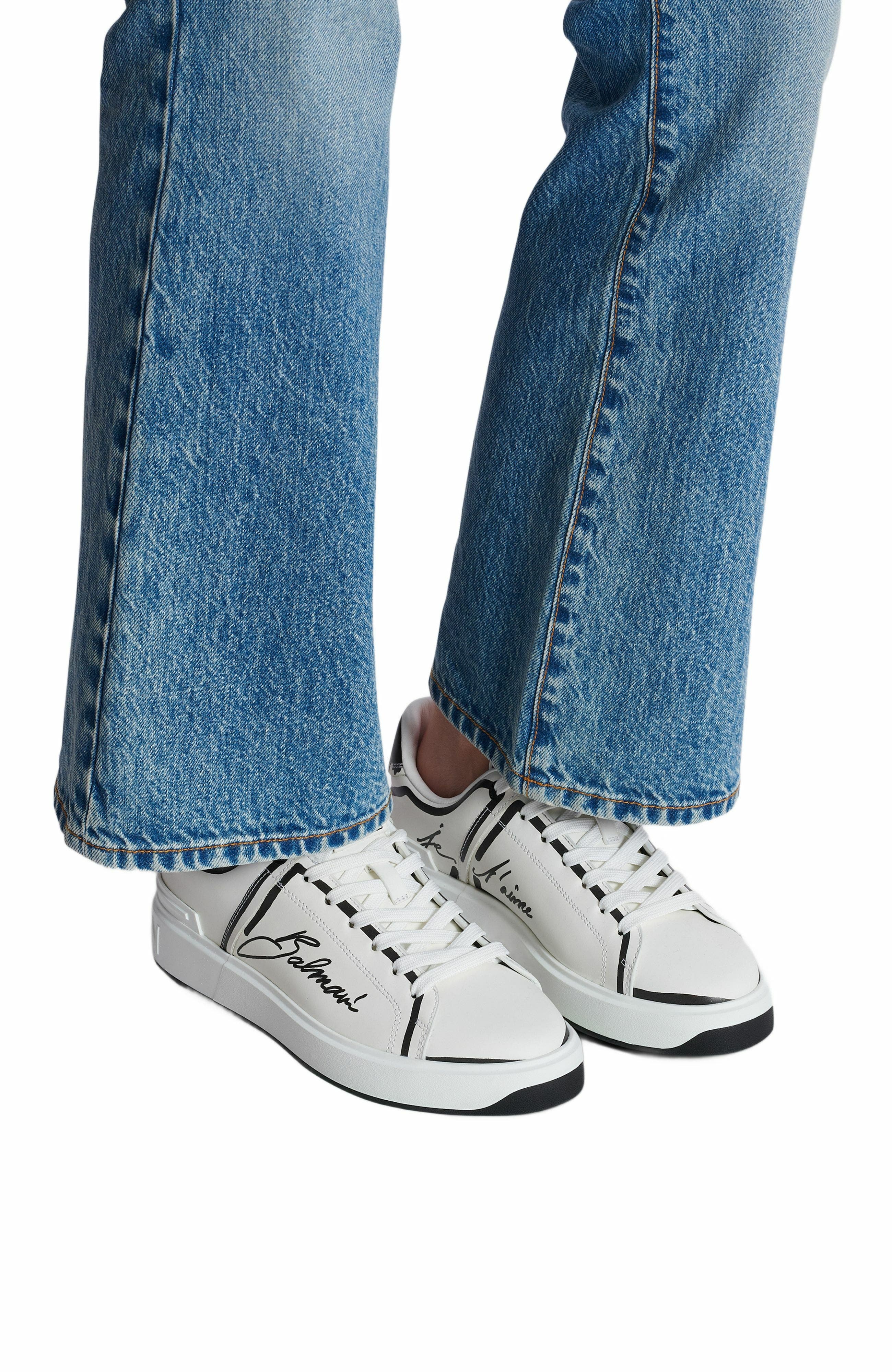 Balmain B-Court Printed Calfskin Trainers, Alternate, color, 