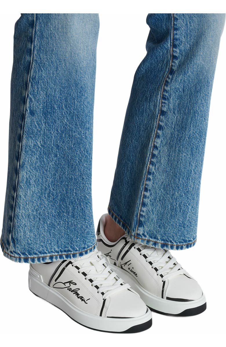 Balmain B-Court Printed Calfskin Trainers, Alternate, color, White