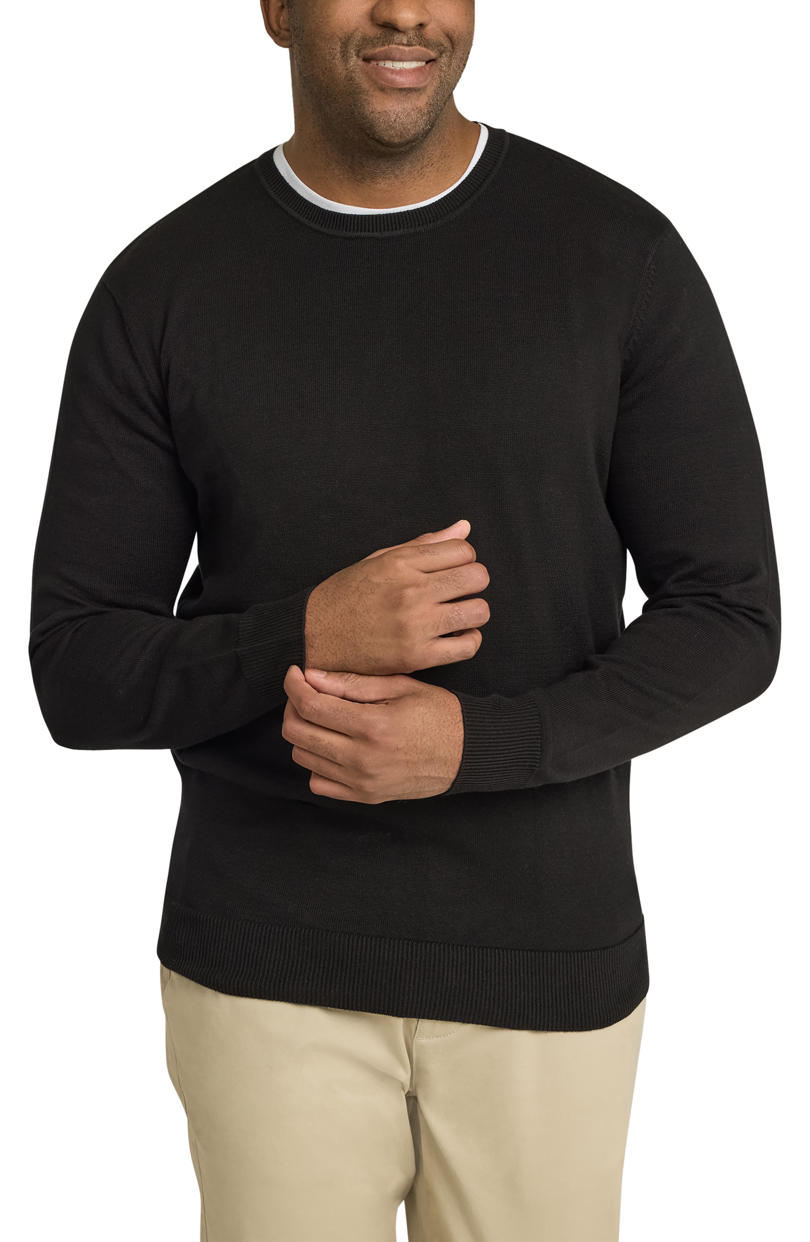 Johnny Bigg Essential Cotton Crewneck Sweater in Black 
