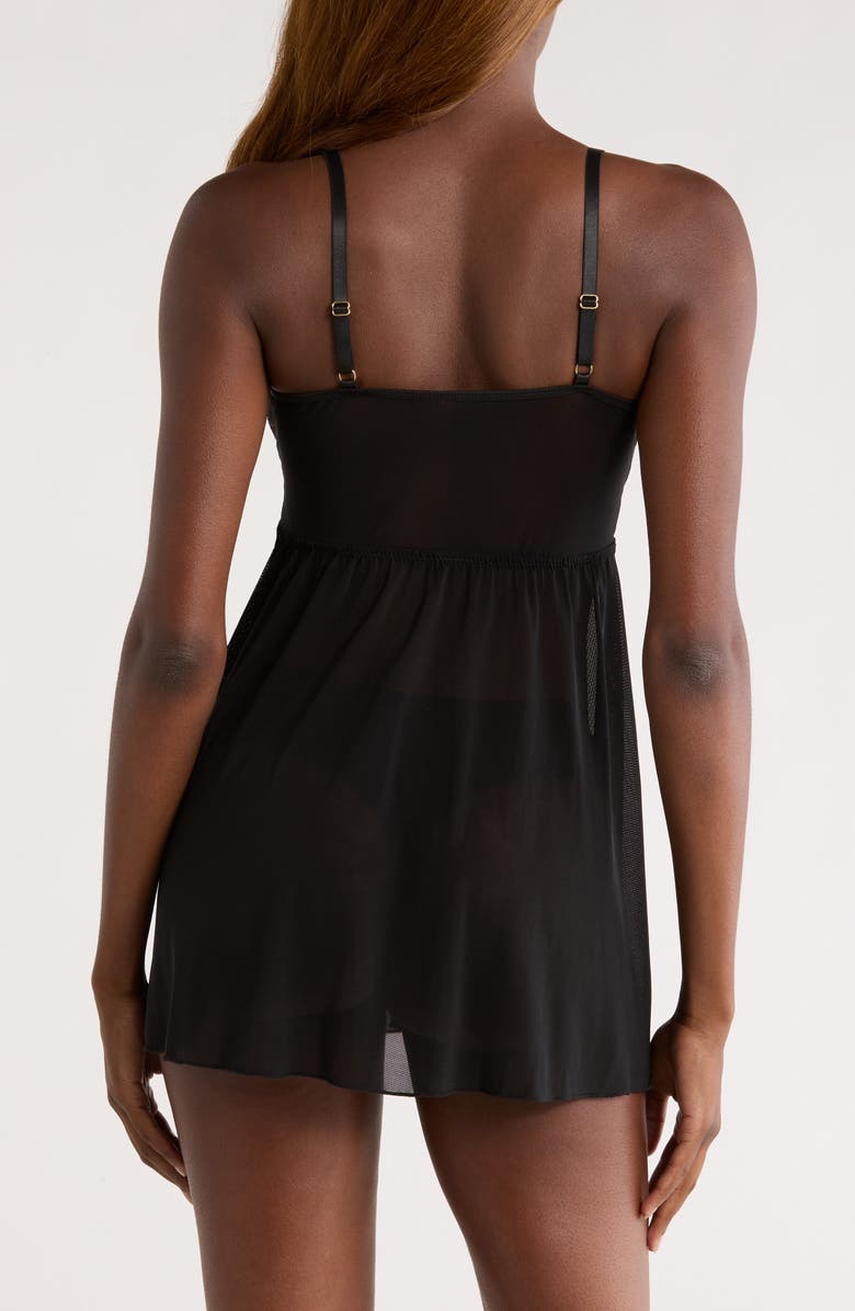 KILO BRAVA Lace & Mesh Babydoll Chemise, Alternate, color, Black