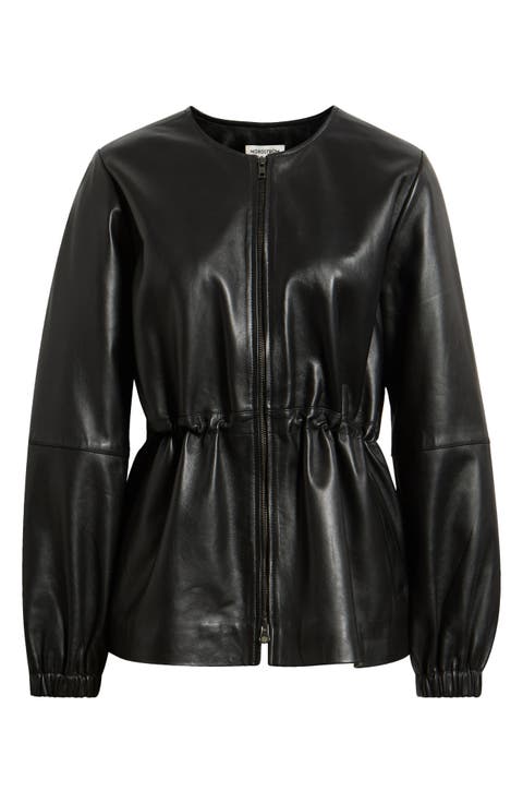 Cinch Waist Leather Jacket
