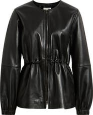 Nordstrom Cinch Waist Leather Jacket