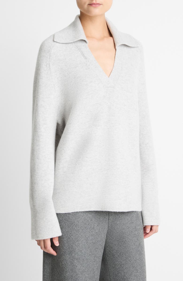 Vince Oversize Wool & Cashmere Blend Sweater, Alternate, color, Heather Pale Grey