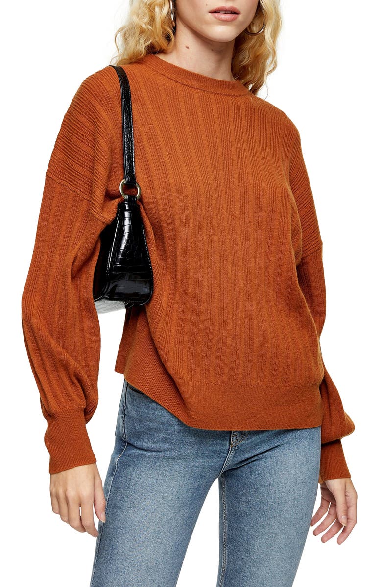 Topshop Drop Armhole Crew Sweater, Main, color, 