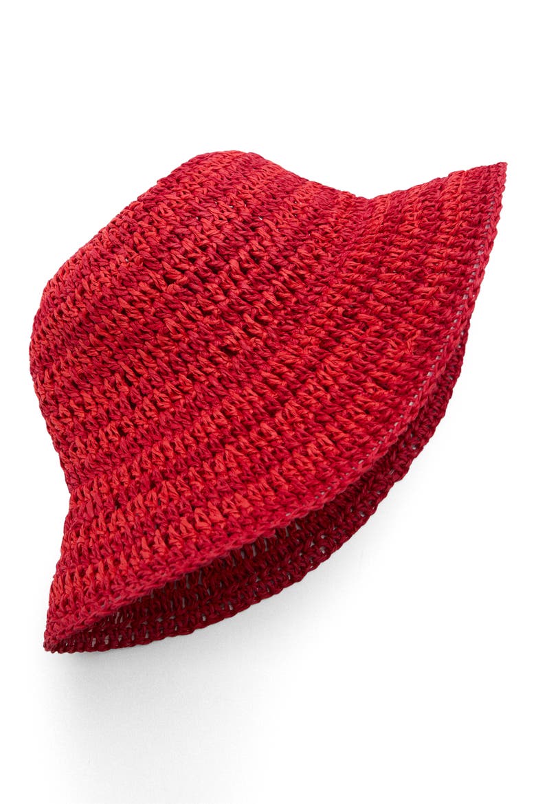Paper Straw Crochet Bucket Hat, Alternate, color, RED