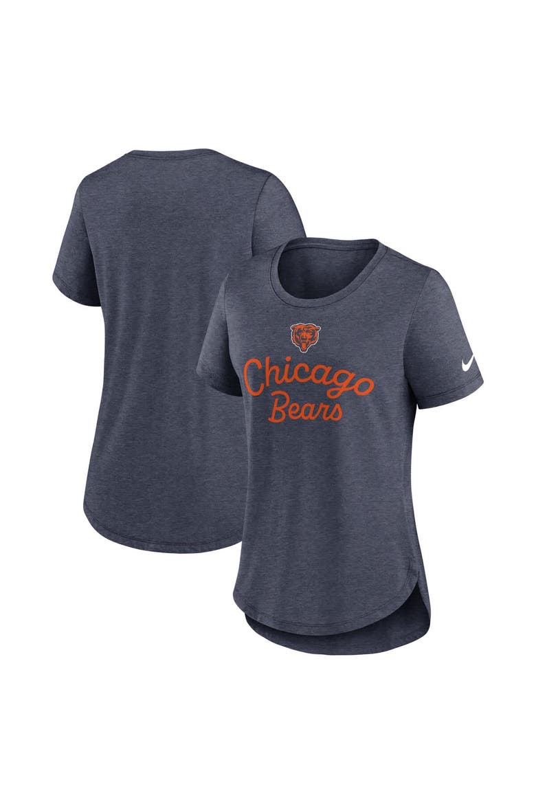 Women's Nike Navy Chicago Bears Script Tri-Blend T-Shirt, Alternate, color, Navy
