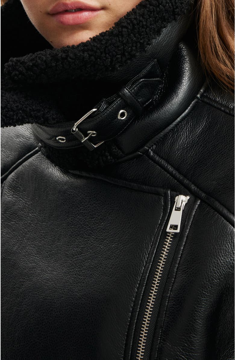 Cotton On Women's Dakota Faux Leather Aviator, Alternate, color, Black