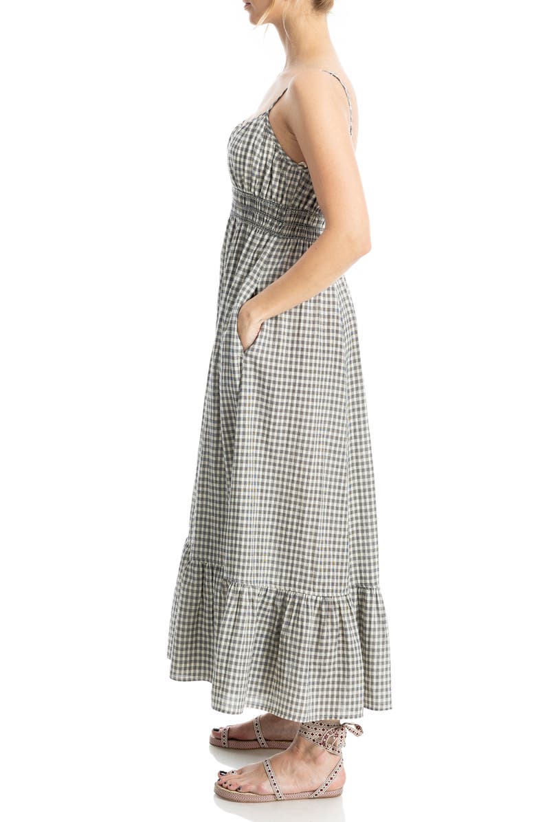 MAX STUDIO Smocked Waist Maxi Sundress, Alternate, color, Black/ Cream Gingham