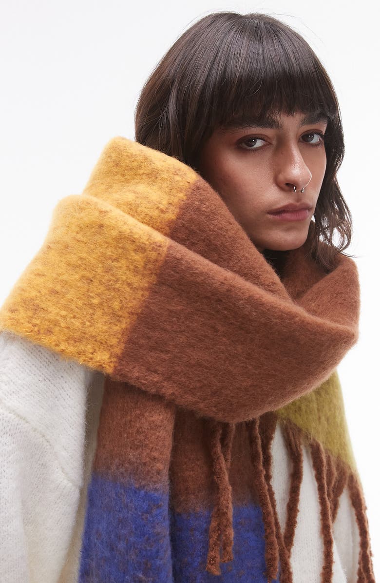 Topshop Sydney Blanket Stripe Fringe Scarf, Alternate, color, 