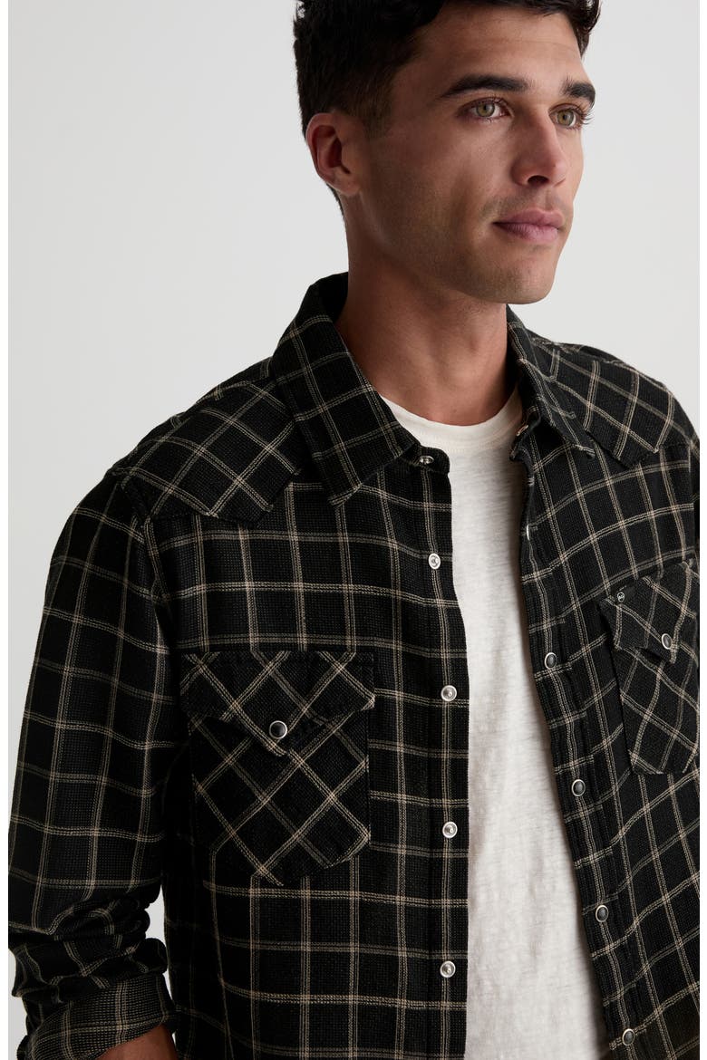 Huston Plaid Cotton Western Shirt, Alternate, color, BLACK MULTI