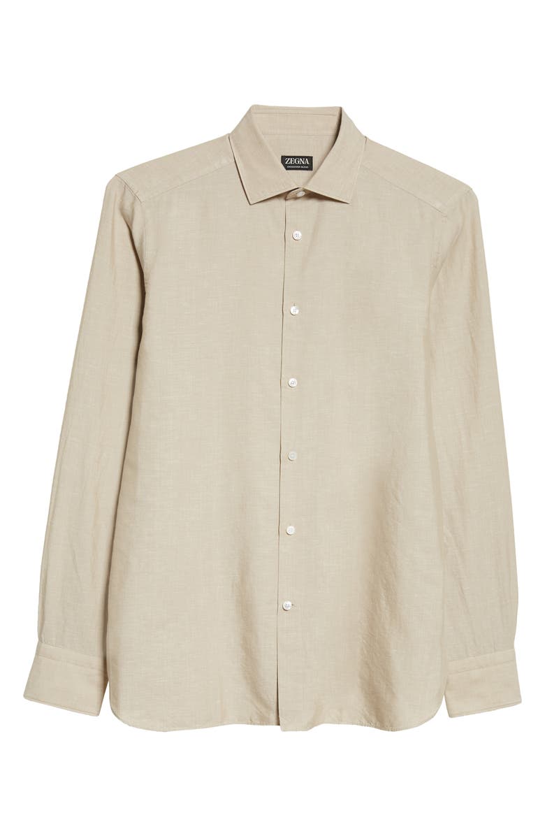ZEGNA Crossover Cotton, Linen & Silk Button-Up Shirt, Alternate, color, 