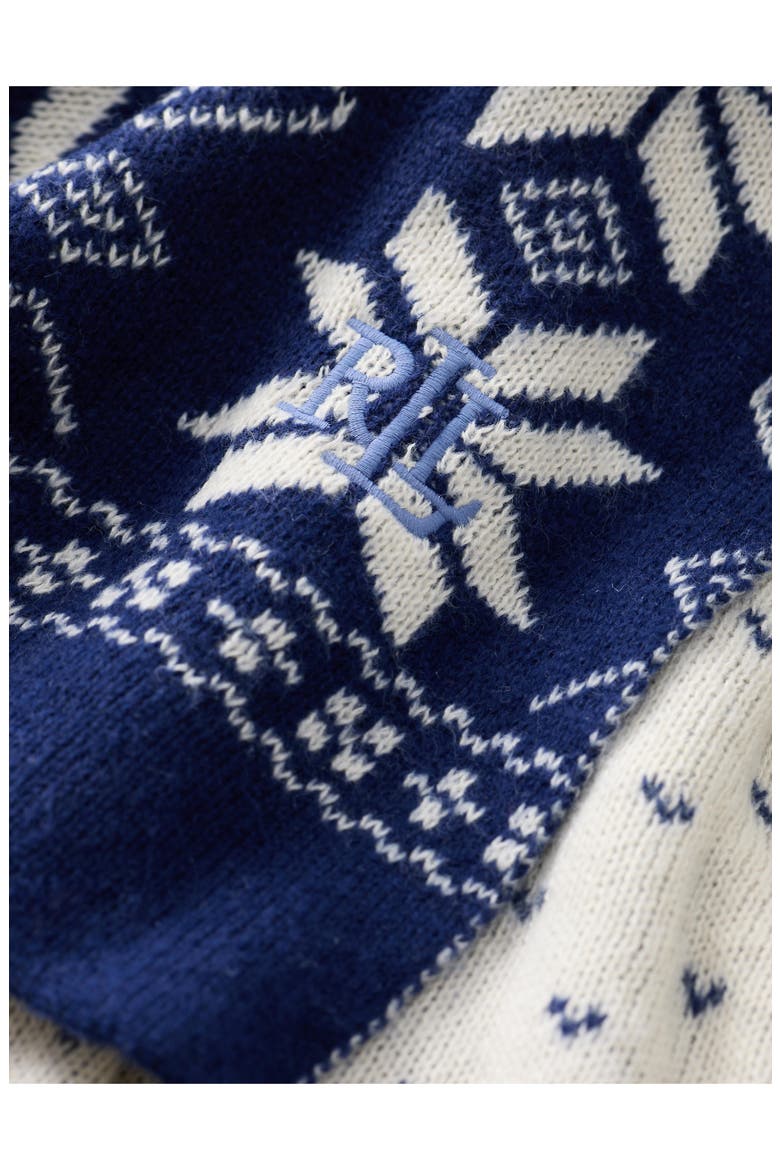 Ingrid Snowflake Throw Blanket, Alternate, color, NAVY